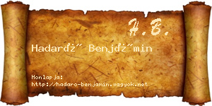 Hadaró Benjámin névjegykártya